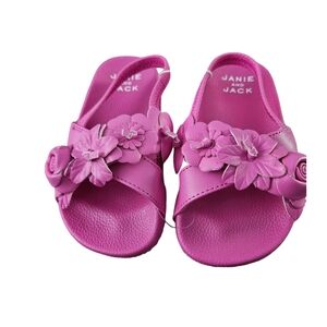 Janie and Jack pink floral swim sandals 7 NWT